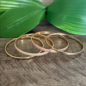 Elegant Gold and Pink Bangle Set